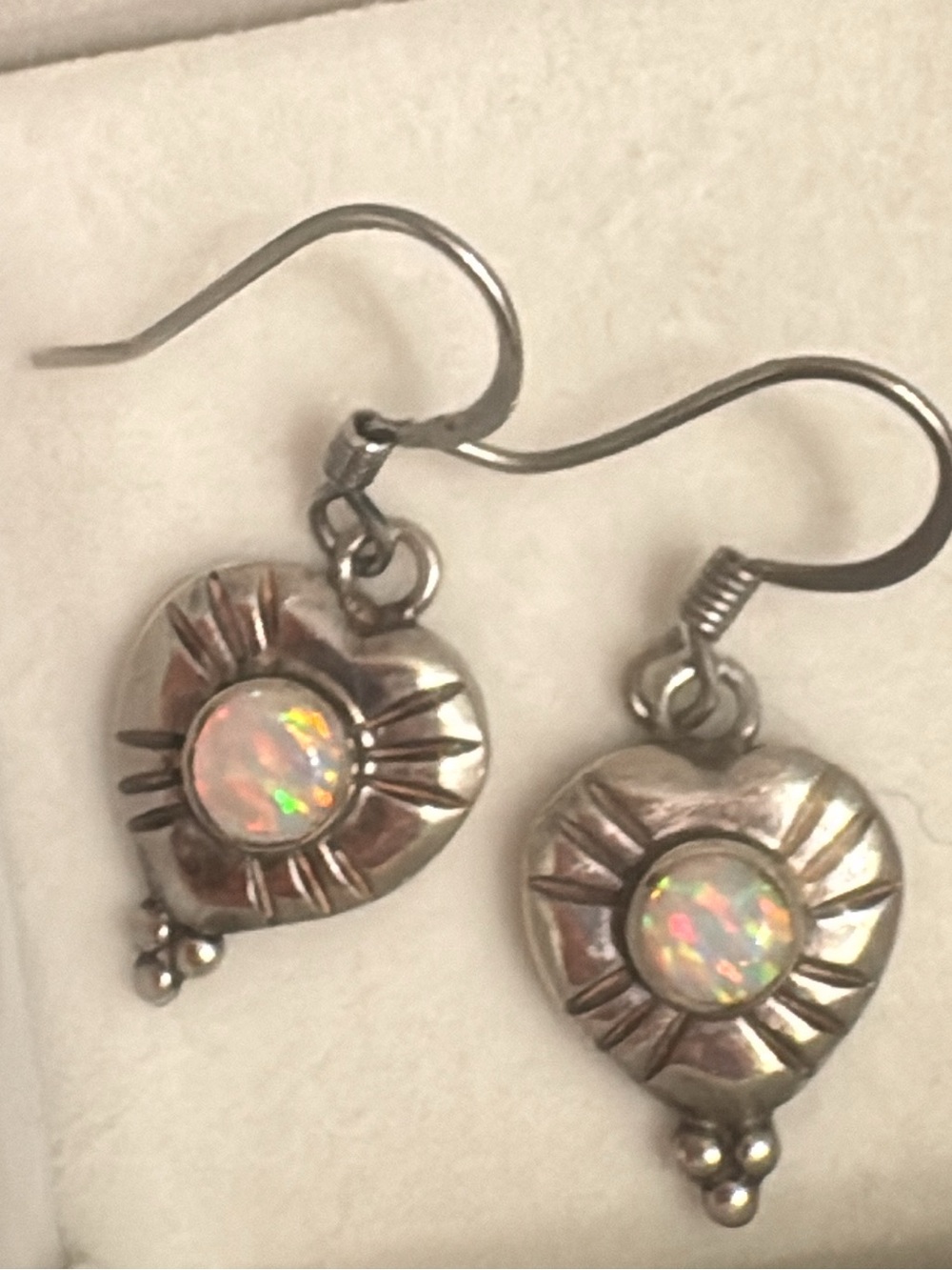 Sterling and Opal dangle earrings.